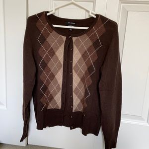 Button-up Argyle Cardigan